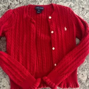 Ralph Lauren Kids Red Cable Knit Sweater